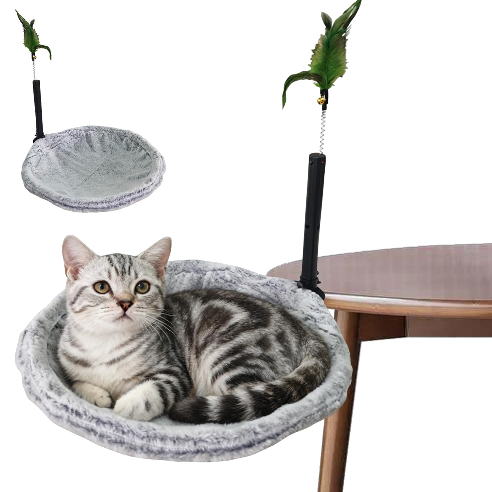 Letto da scrivania per gatti, amaca per animali domestici, girevole a 360°, regolabile, morsetto da scrivania per gatti, supporta fino a 20 kg, morbida e confortevole cuccia per gatti interni