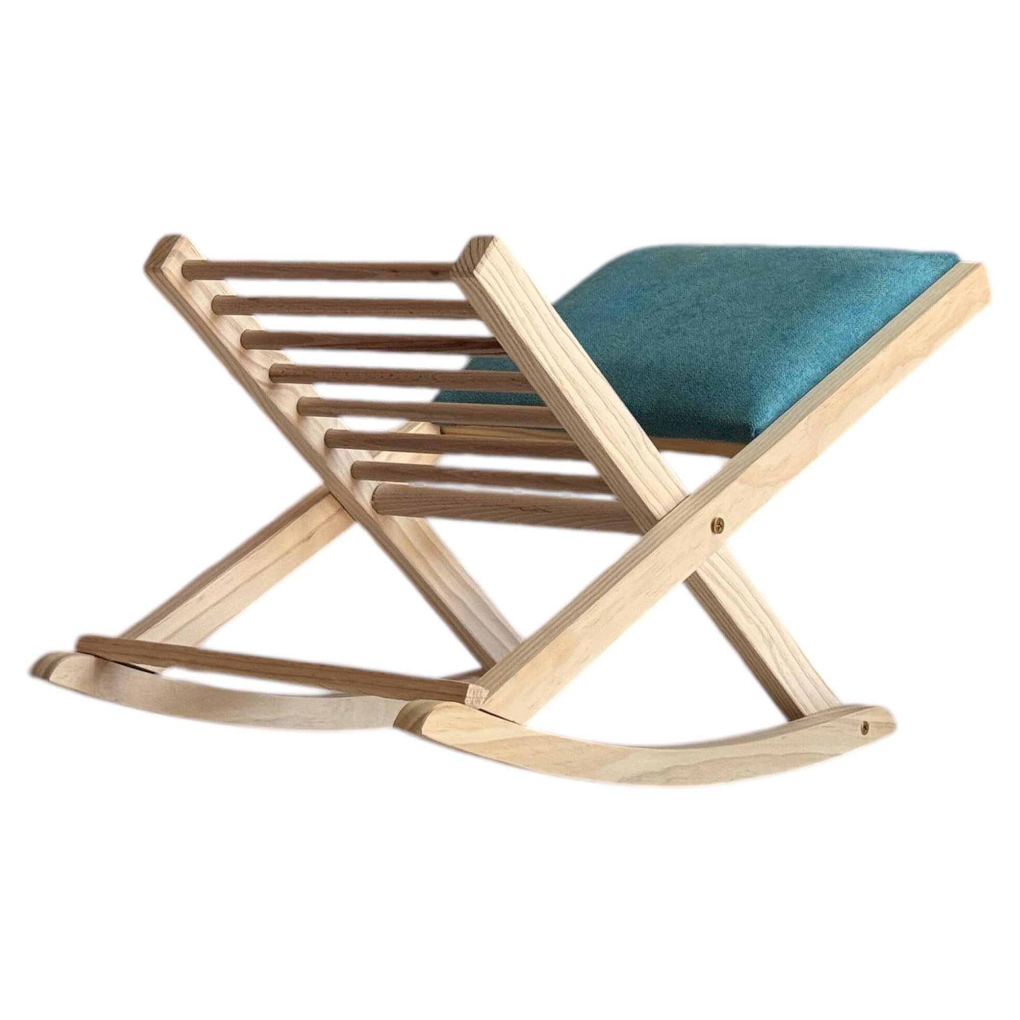 Reposapies Plegable Natural Turquesa