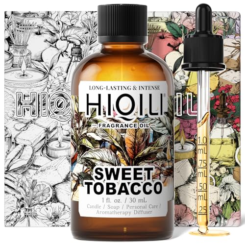 HIQILI Sweet Tobacco Fragrance Oil for Home Essential Oil Diffuser Candle Soap Perfume & Body Scrubs Making Rich Scent - 1 Fl Oz