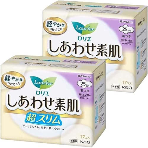 しあわせ素肌 通気超スリム 特に多い昼用 25cm 羽つき 17個入 × 2個 (合計34個)