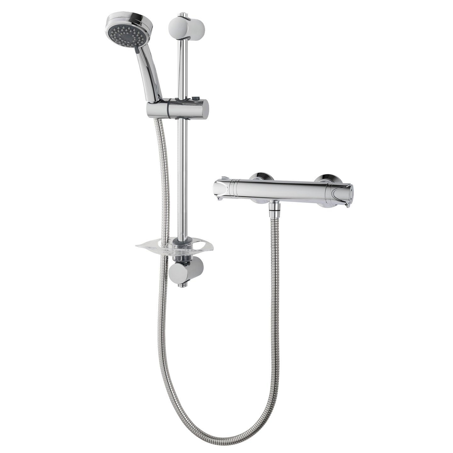 Triton Dene Cool Touch Thermostatic Bar Mixer Shower Chrome Fast Fit Kit + Riser from B&Q