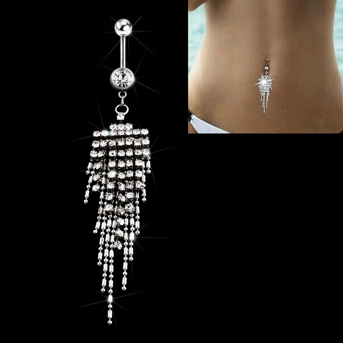 Tassel Navel Dangle Button Belly Ring Bar Body Piercing Jewelry