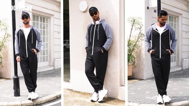 COOFANDY Men's Jumpsuit Autumn Winter Onesies Hoodie Zipper Long