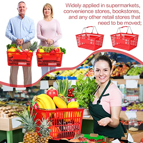 Weysat 12 Pcs Shopping Baskets, 18 L Plastic Shopping Basket With Metal Handle, 15 X 11 X 4 Inches Portable Store Retail Basket For Supermarket, Retail, Grocery #TOP4