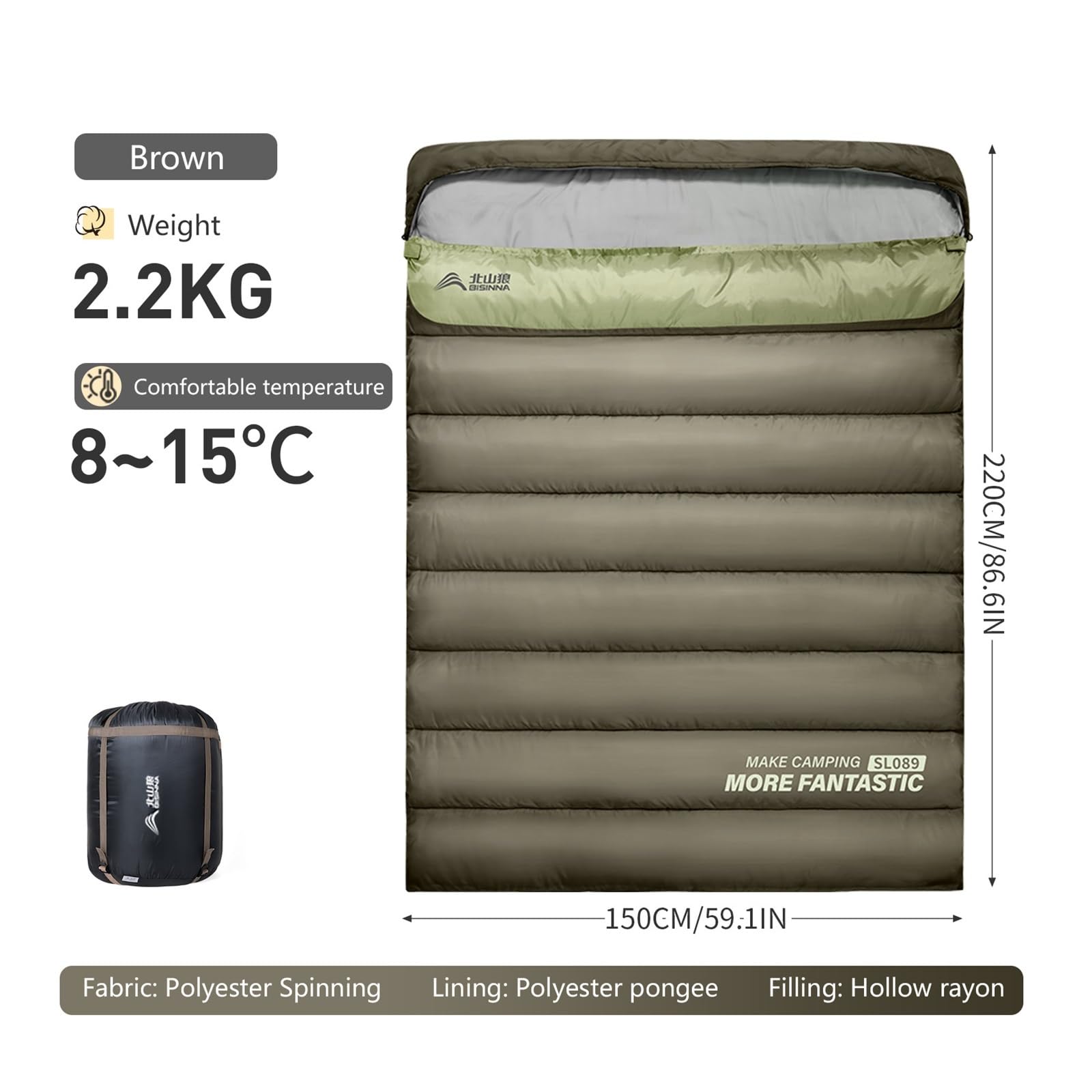 Schlafsack Person Camping Schlafsack Vier Jahreszeiten Tragbarer Winterschlafsack for Outdoor Camp Reisen Wandern