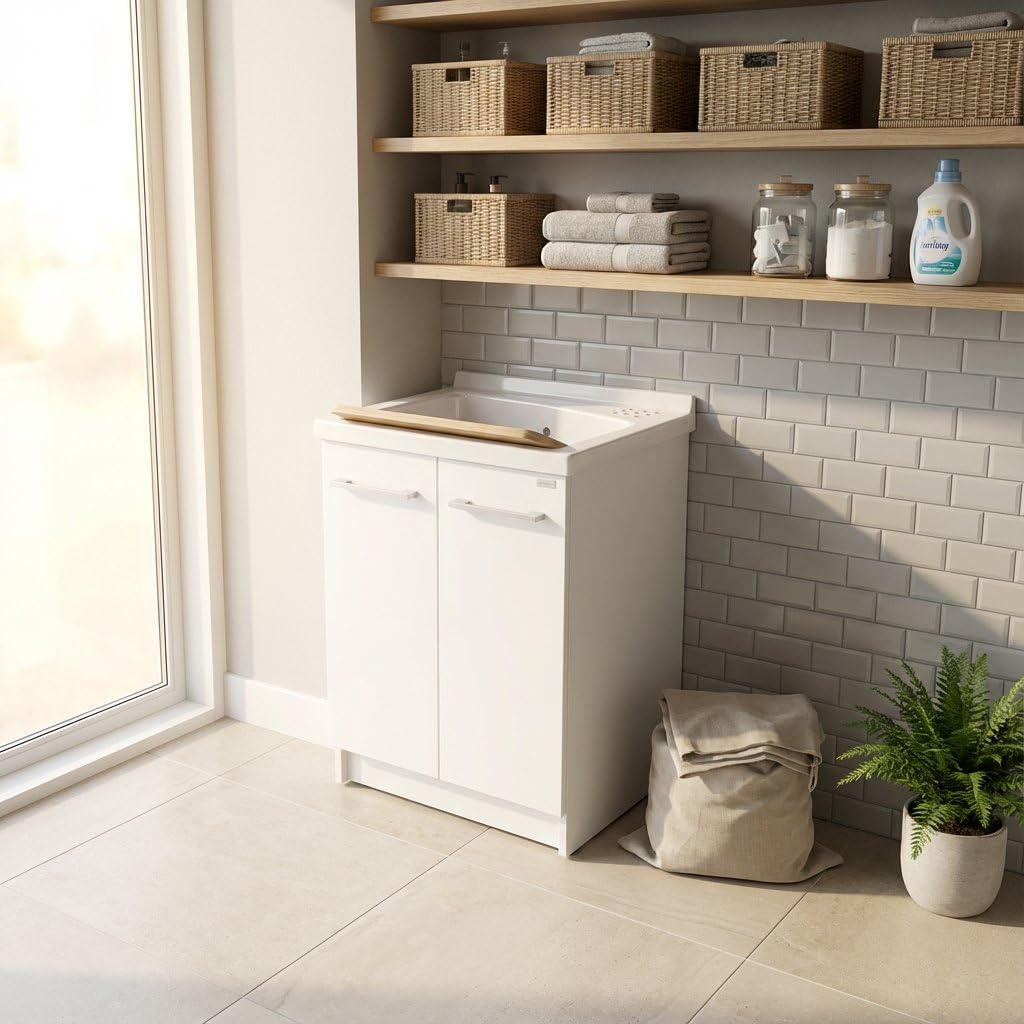 Mobile per lavatoio 61x50x81 cm con asse in legno – Revine | Dolomite