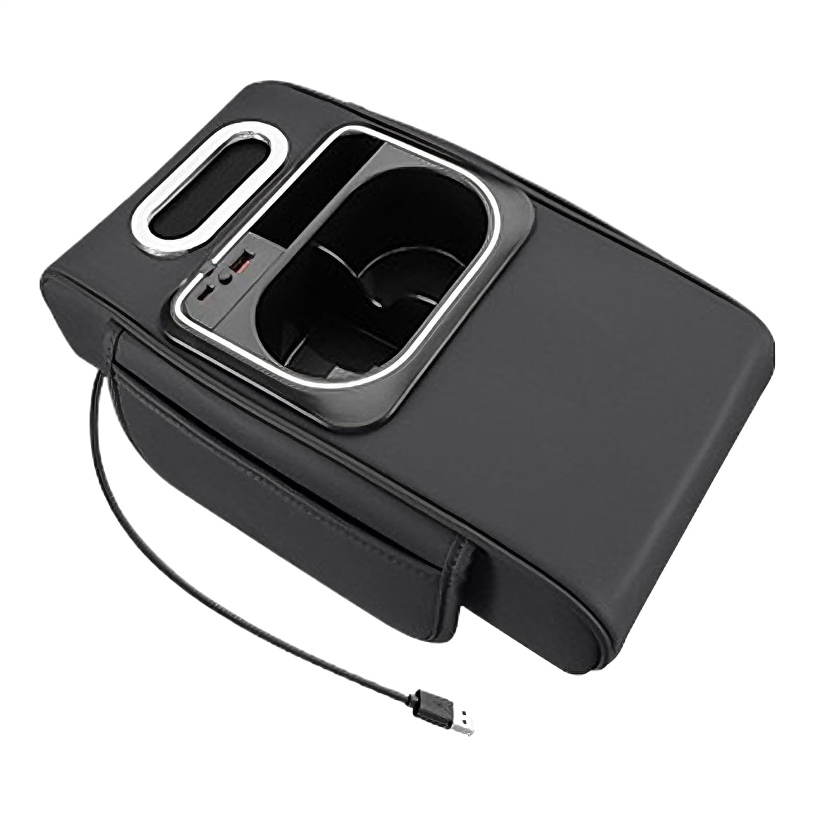 Car Elbow Rest Pad - Skórzana podkładka pod ramię z uchwytem na kubek