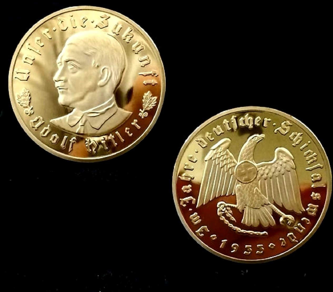 Sponsored Ad - 1933 Germany Propaganda 3rd Reich Regime Swastika Eagle Medal 1Oz Huge 24kt Gold Dip WWII Hitler Restrike Copy Coin