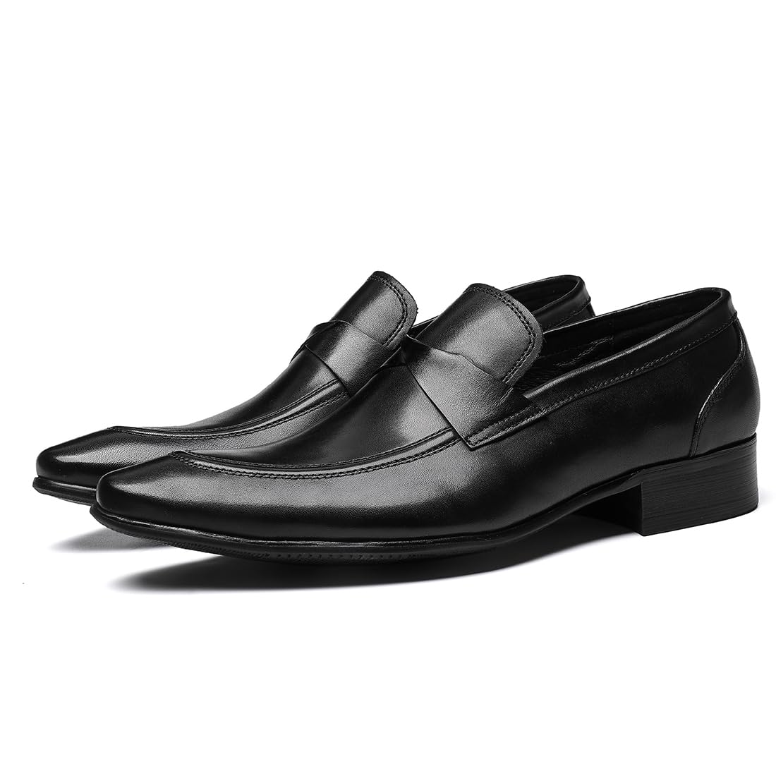 Loafers Casuales Negocios para Hombre Mocasines Formales en Cuero Zapatos Bajos con Cordones Pull On