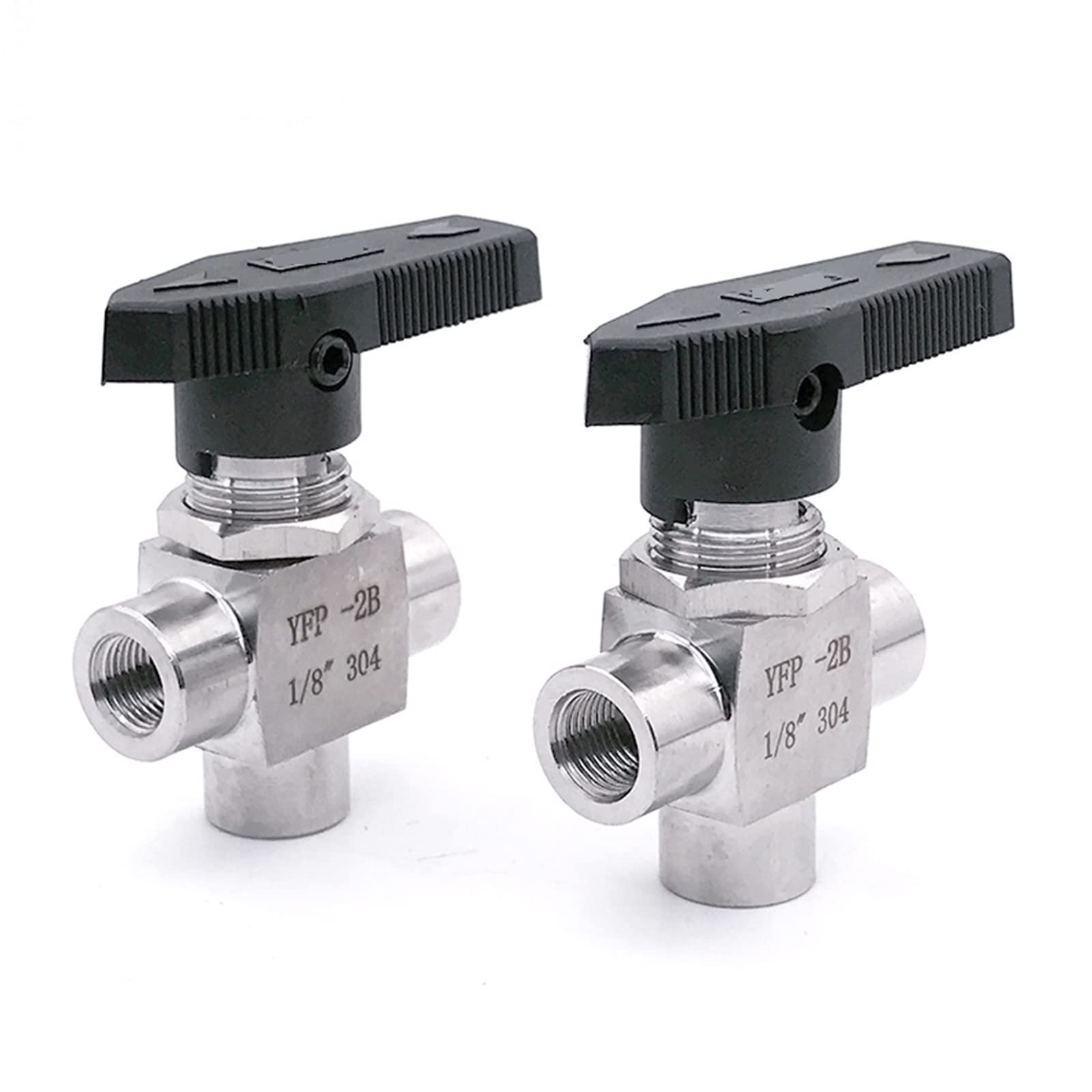 HDPHCRIUN 1/8quot; 1/4quot; 3/8quot; 1/2quot; 3/4quot; Female Tee L Port Ball Valve 304 Stainless Steel 1Pcs(NPT,0.75 Inch)
