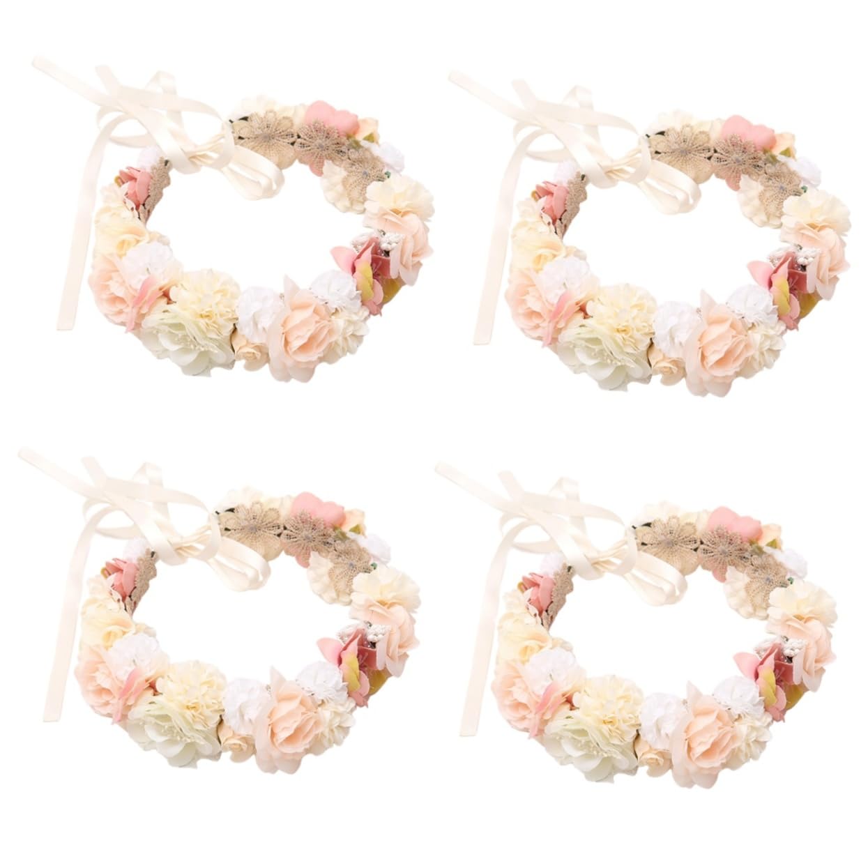 FRCOLOR 4 Pz Diadema di ghirlanda di fiori di seta hallowen hair charms fasce per ghirlande floreali fascia per ghirlanda floreale cerchietti bambina Tiara copricapo di fiori tessuto rosa