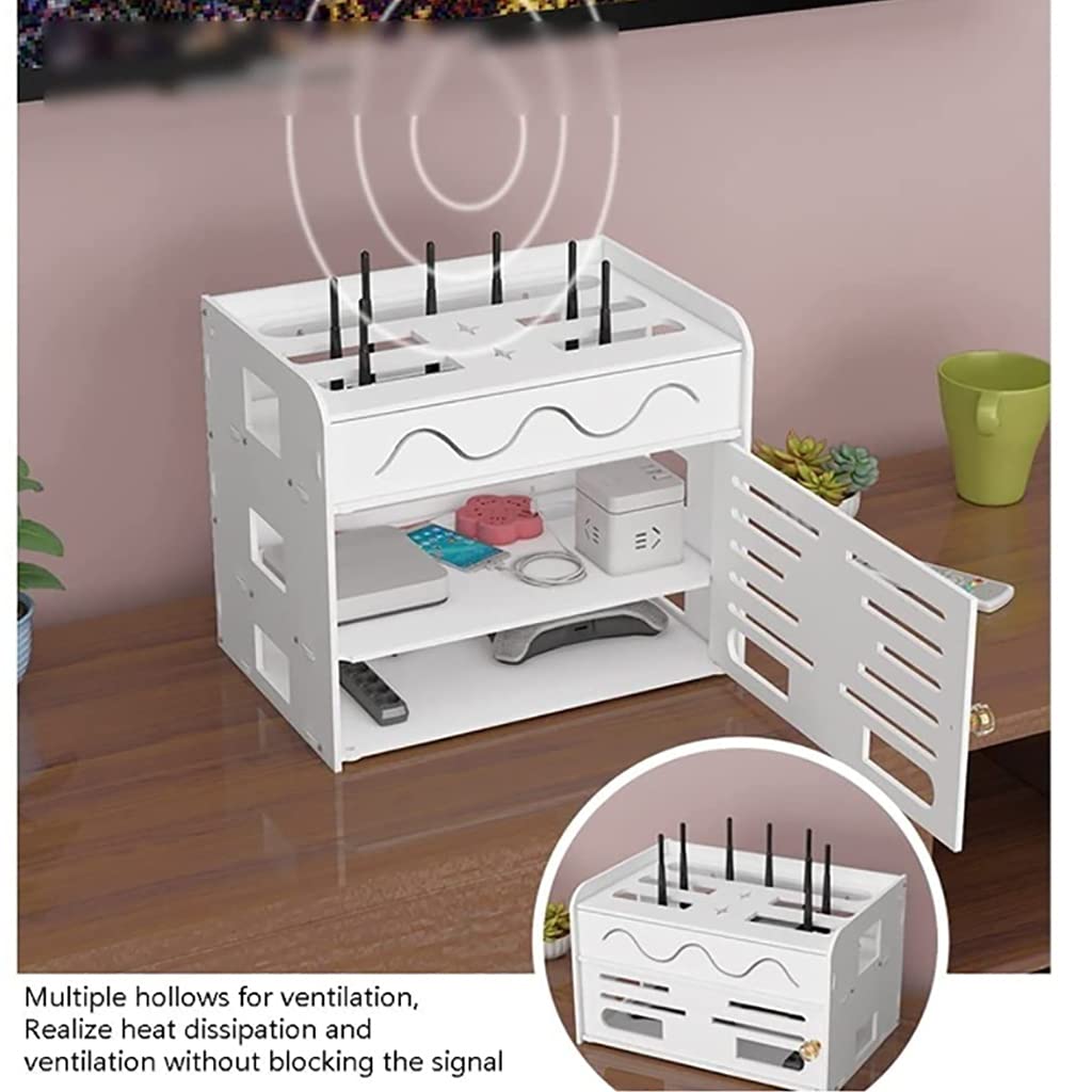 Pudełko do zarządzania kablami PVC Router WiFi Ornizer Set Top Box Rozwiązanie do przechowywania Biały Wiele rozmiarów (24 x 18 x 19 cm) Uporządkuj kable i ulepsz wystrój domu