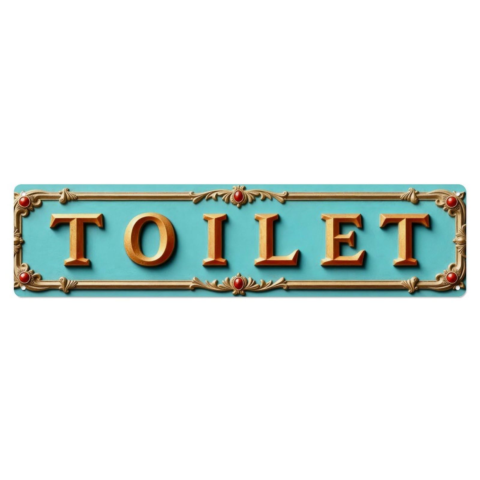 Ornate Red Text Blue Background Tin Sign Vintage Metal Sign Home Bar Garden Indoor & Outdoor Wall Decor Retro Metal Poster 4x16 Inch