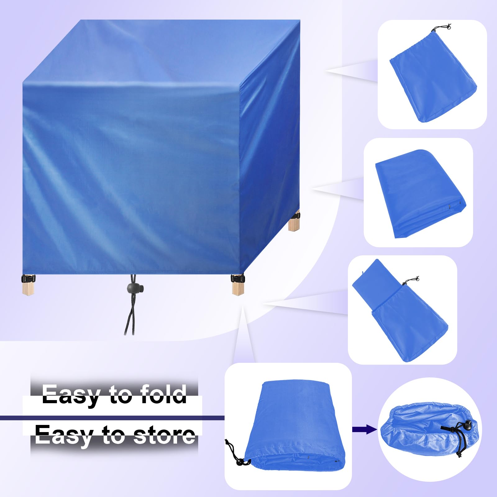 Coperture per Mobili da Giardino 70x70x50cm,Tessuto Oxford 420D, Copertura Tavolo Esterno Impermeabile,Telo Copri Tavolo Esterno,Antivento Anti-UV, Copritavolo da Esterno Quadrato,Blu
