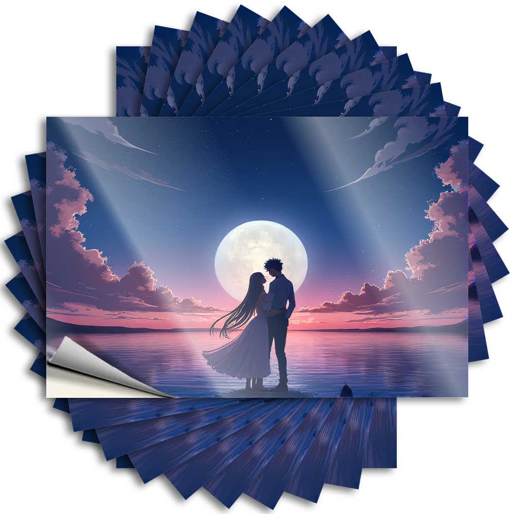 Lettering Sticker Fun Peel and Stick - Romantic Night Under The Full Moon Hard Reading Waterproof Vinyl for Billiard(8X12CM)