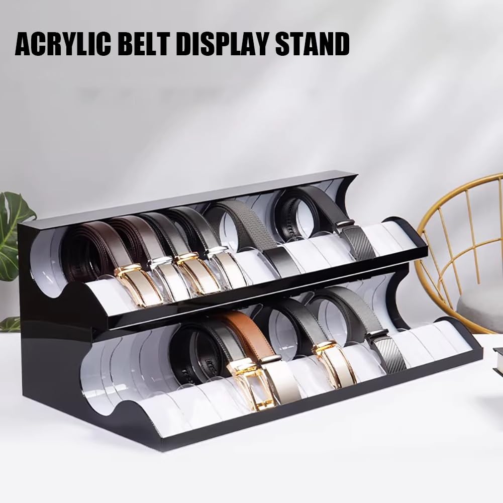 Großer Acryl-Gürtelständer, platzsparender Gürtelhalter für Einzelhandel, Thrift, Boutique, Verkaufsausstellungen, 1 Schicht für 8 Gürtel