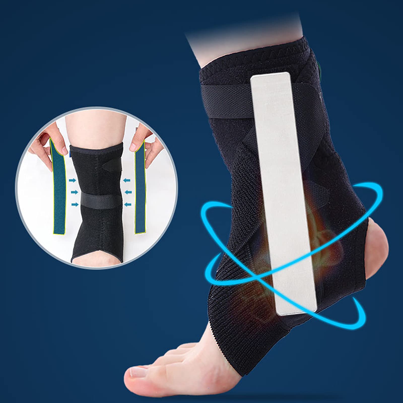 Tobillera Soporte de Tobillo para Mujeres y Hombres Descarga Ajustable Forro Transpirable Cordones Soporte de Tobillo Estabilizador de Soporte para Fractura de esguince,Blue,XL