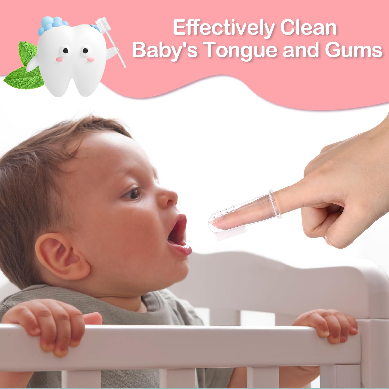 200 piezas de limpiador de lengua de bebé desechable limpiador oral infantil con 4 piezas de cepillo de dientes de dedo de gasa suave limpiador de boca de bebé recién nacido para dientes boca