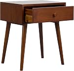 NTC Solid Oak Lux Nightstand with Drawer, Mid Century Modern Side Table Bedroom, Bedside Furniture, Night Stand, End Table, Easy Assembly - Rustic Oak