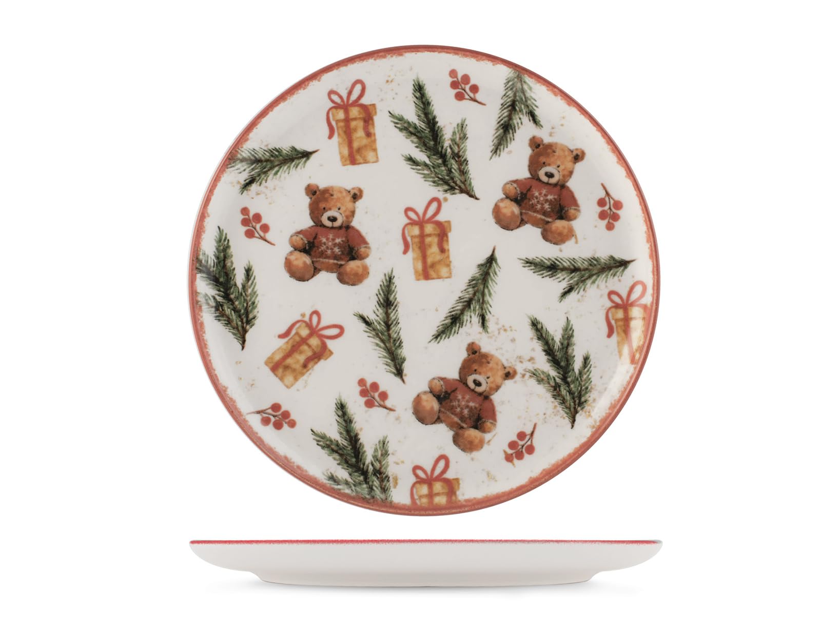 H&H Teddy Hugs 18-teiliges Weihnachtsgeschirr aus Steingut