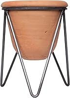 Creative Co-Op Terracotta Pot with Metal Stand - Easy-Swap Planter for Stylish Plant Decor, 9.5"L Drainage Hole