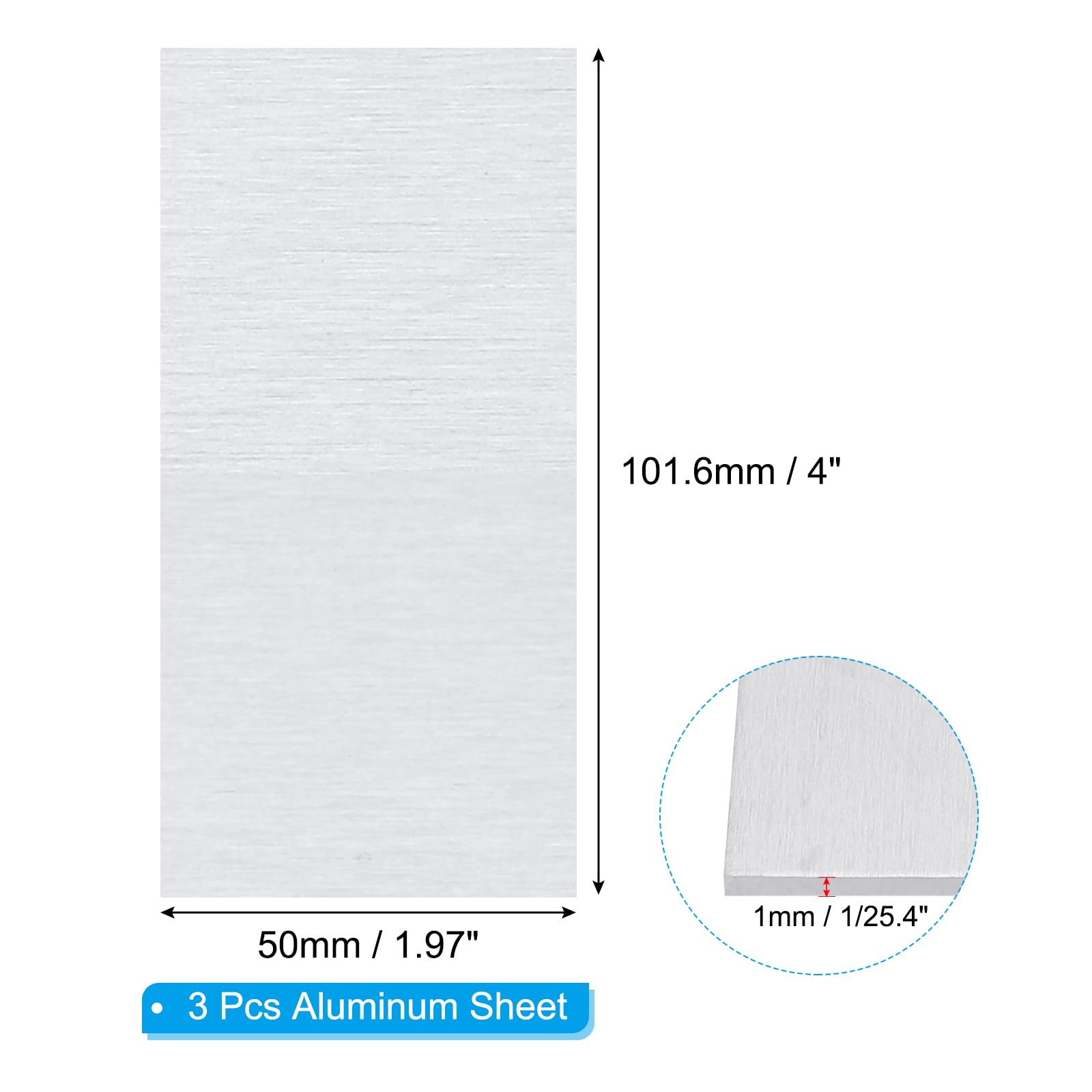 Lamiere Alluminio 6061-T651 - 3 Pezzi 101.6x50x1mm, Per Fai Da Te - Foto 4