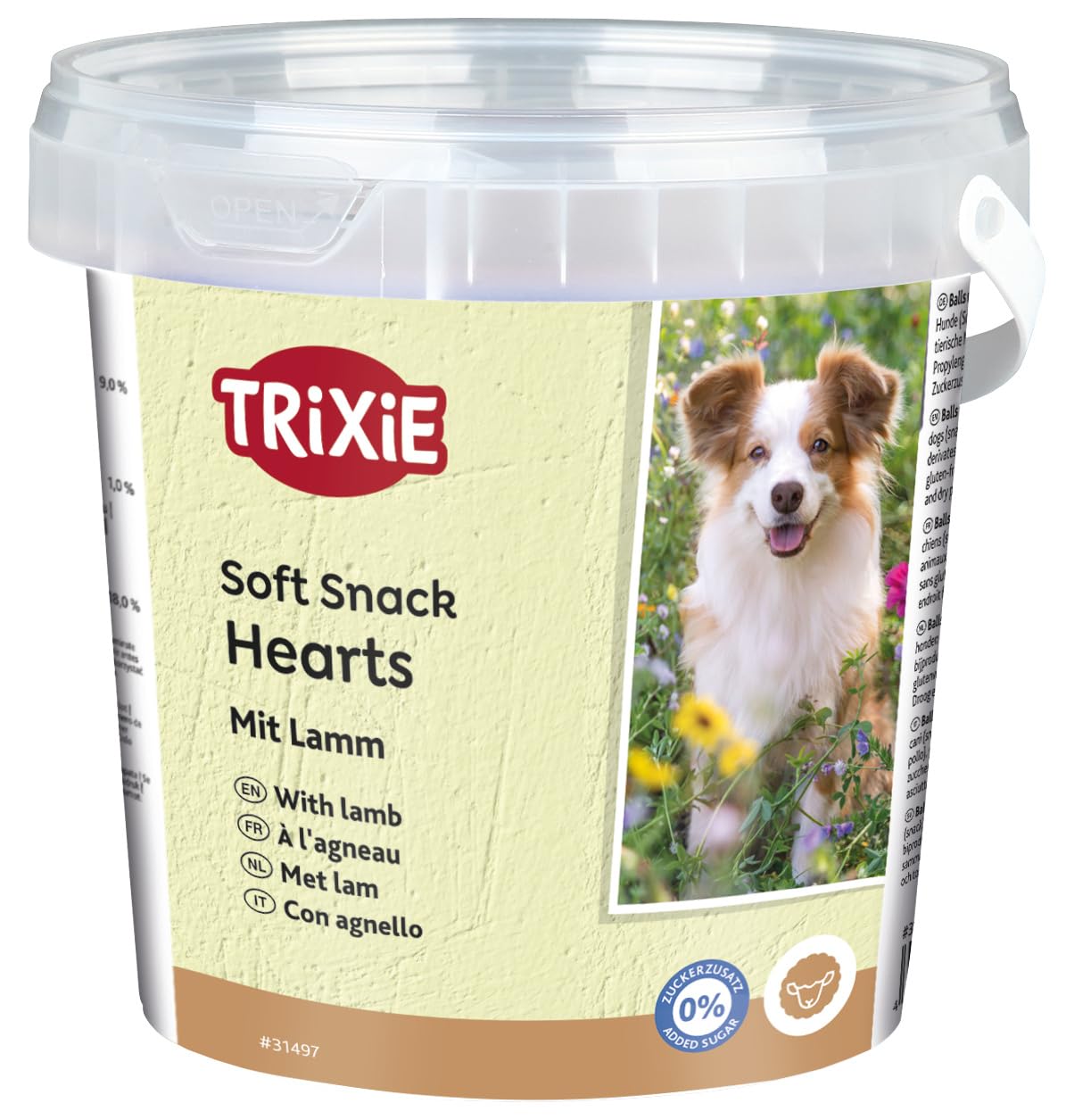 Trixie Friandises pour Chien Soft Snack Happy Hearts - friandise savoureuse à la Viande d'Agneau, sans Sucre ajouté 500 g - 31497