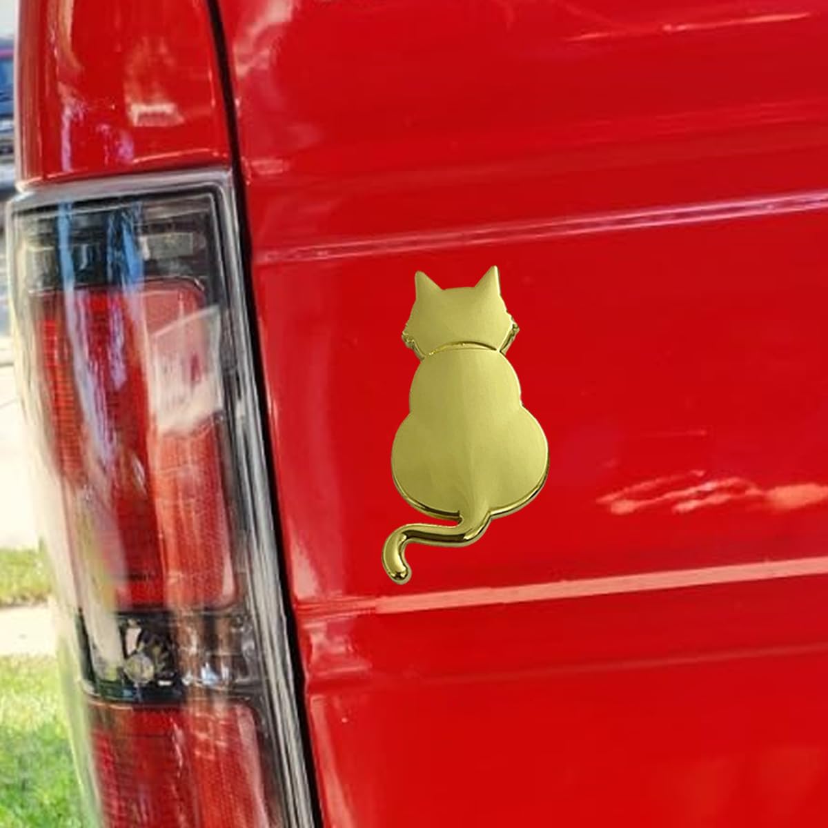 3D Cat Metal Car Emblem Cute Cat Car Decorations Waterproof Bumper Stickers Funny Rear Tailgate Emblem Universal Automotive — view 5