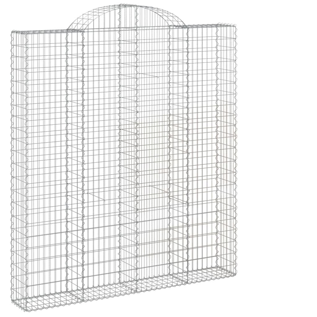 5 gaviones de arco alto. Hierro galvanizado de 200x30x220/240cm para barreras de jardín y protección visual como pared decorativa de gaviones con aislamiento acústico de alambre robusto con