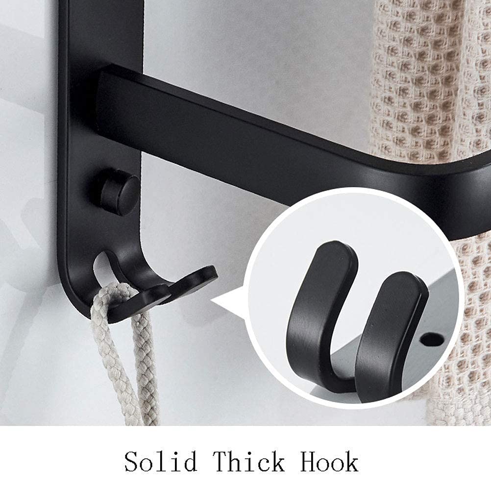 3-Tier Ladder Towel Rack – Wall-Mounted Bathroom Holder With Hooks In Matte Black (40cm, Space Aluminum)