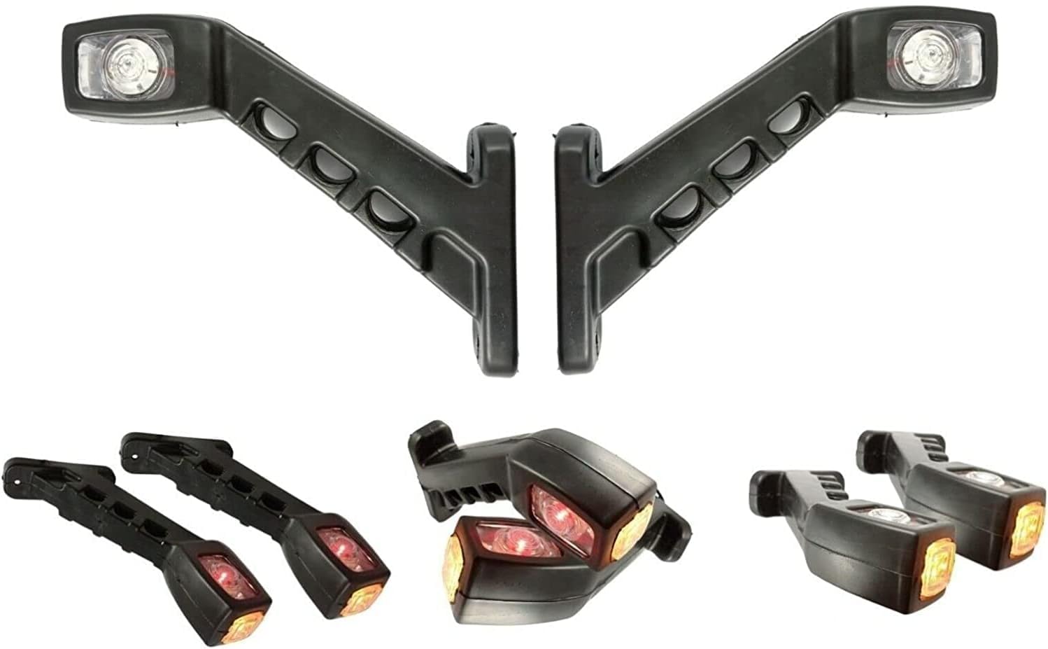 2 Luci Di Posizione A LED E9 Per Rimorchi E Camion - Rosso/Bianco, 12-36V, Omologate, Con Cavo - 2