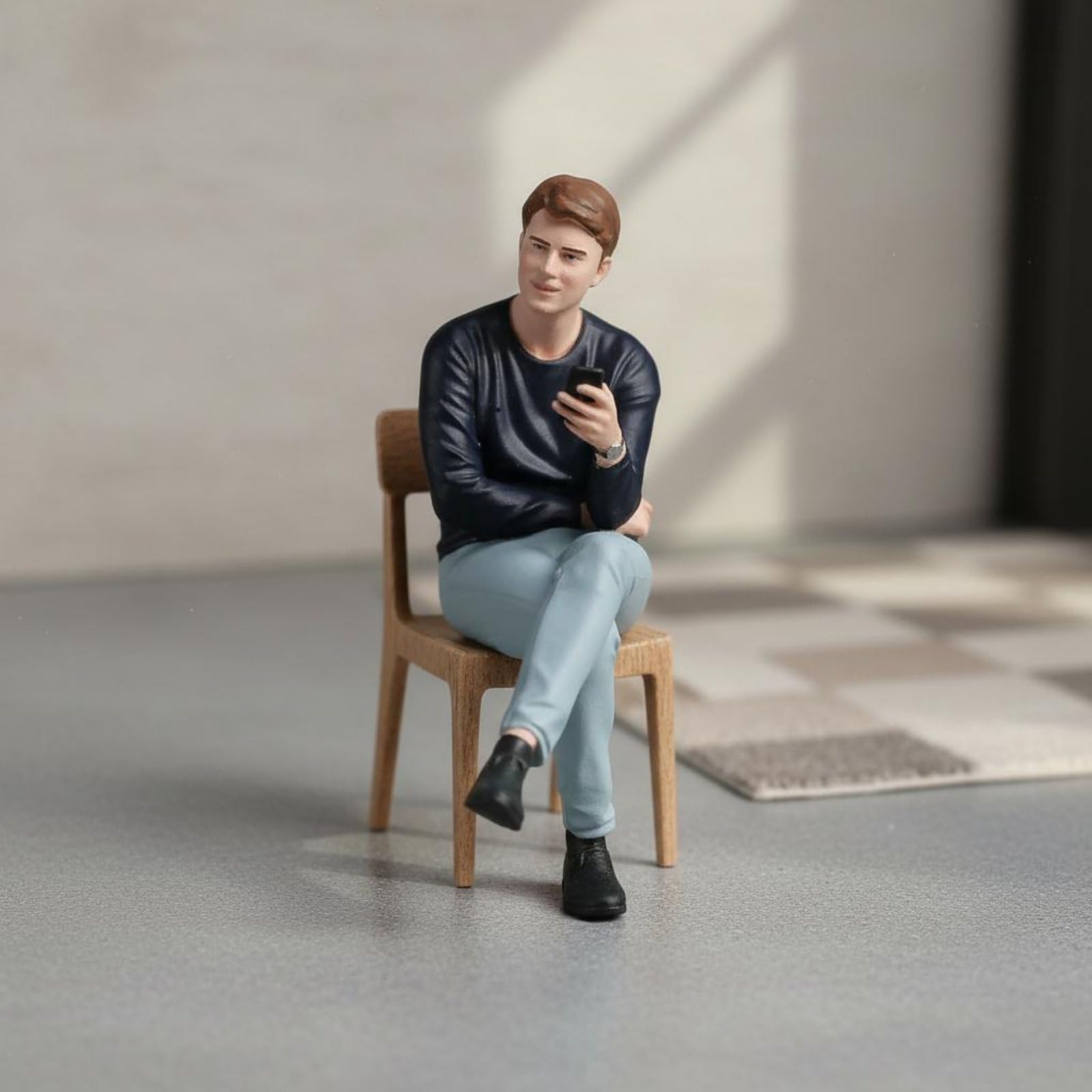 Colcolo Miniaturfigur Bemalt Miniaturen Figur Modellfigur Resin Mann Sitzend Telefon Handbemalt Detailreich für, Modern, Sitzende Figur, Detailliert Bemalt, Mit Gesichtszügen, Maßstab 1 18
