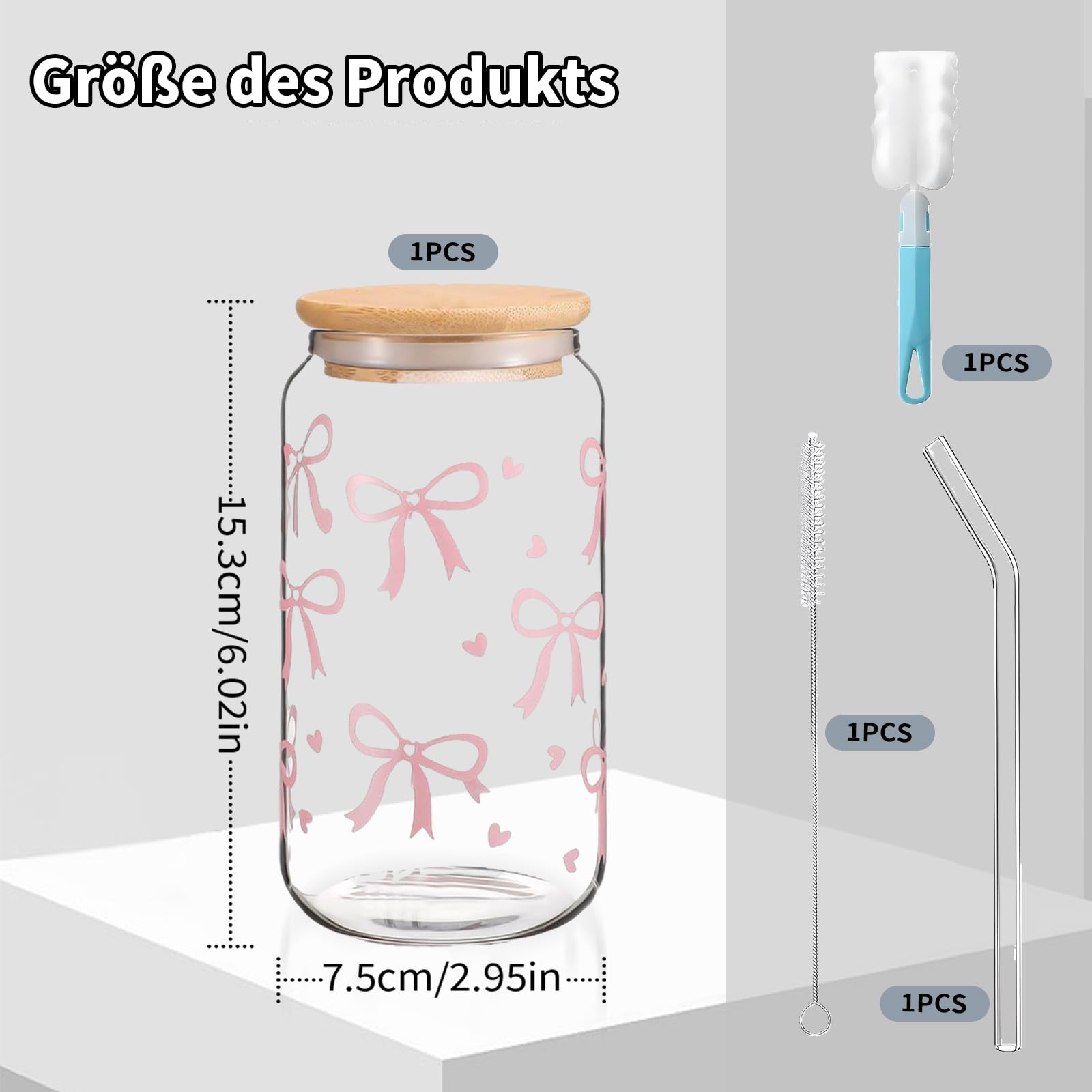Yoedge Gobelet Esthétique En Forme De Canette Avec Couvercle Et Paille - Verre Rose Pour Bubble Tea, Café Et Cocktails