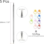Uxcell 5Pcs US 7(4.5mm) Aiguille de tricot à double pointe 7.87 Longueur des pouces Acier inoxydable Tiges aiguilles avec 10 Marqueur de mailles pour les projets faits à la main DIY Tricots