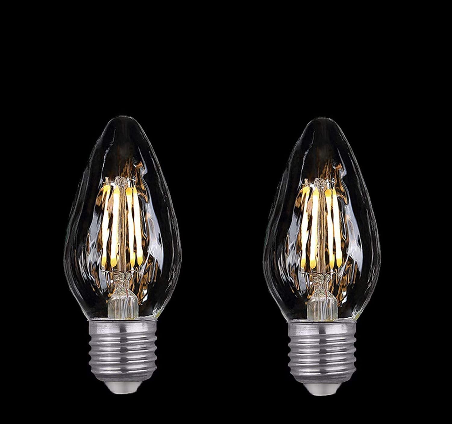 Paquete de 4 bombillas LED F15 de 8 W para porche, regulables, equivalentes a 80 W, luz blanca diurna, 6500 K, E26, Edison, vintage, llama antiarrugas, cubierta de vidrio transparente para