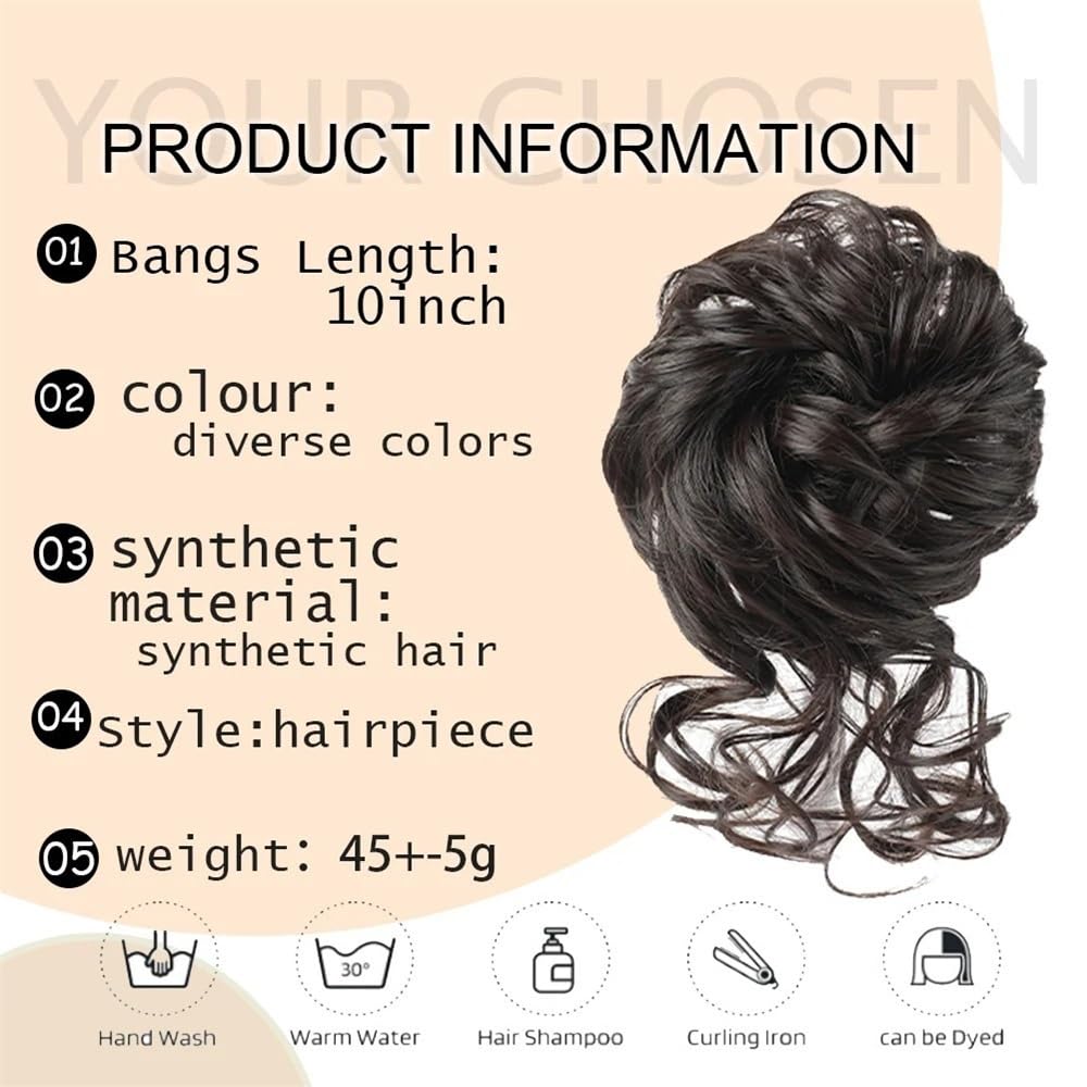 Chignon finto Chignon sintetico riccio e spettinato con elastico, coda di cavallo in fibra sintetica Donne(16P613)