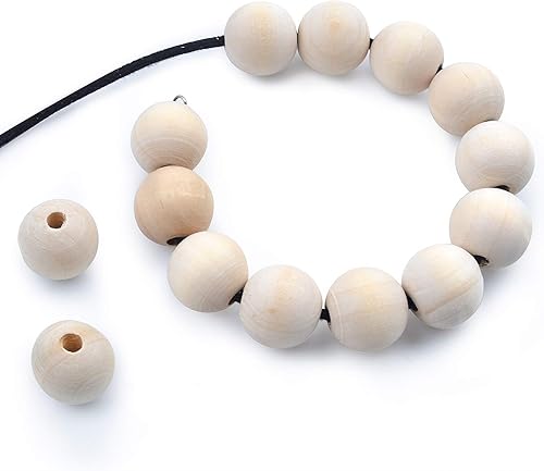 Miniatura 10 de BronaGrand 200 cuentas espaciadoras de madera redondas de color natural de 0.472in