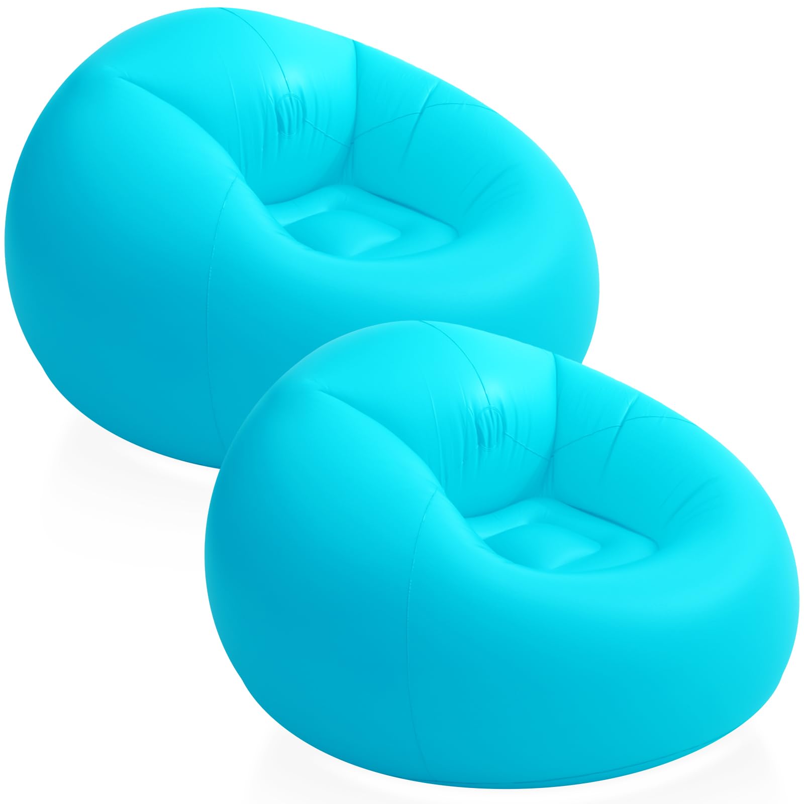 Realspring 2 Pcs Inflatable Chair for Adult Bean Bag Sofa Chair Inflatable Lounge Chair for Indoor Outdoor Living Room Bedroom Balcony Room Travel Party Accessories (Lake Blue)-image-8