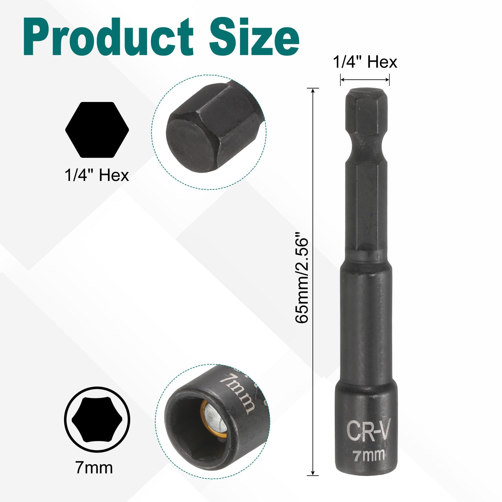 uxcell 12Pcs 1/4 Hex Shank 7mm Magnetic Hex Socket 48mm Length, CR-V Steel Quick-Release Impact Driver Socket Wrench Screw for Impact Drill Power Nut Setter, Nut Drivers - Canada