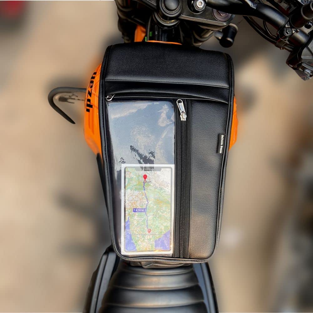 Sahara Seats Yezdi Scrambler Tank Cover with Mobile Holder (Thick Flap - Large Space)-image-34