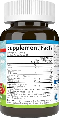 Miniatura 5 de Carlson - Gomitas de saúco negro para niños. Con vitamina C y zinc, soporte inmunológico, 60 gomitas