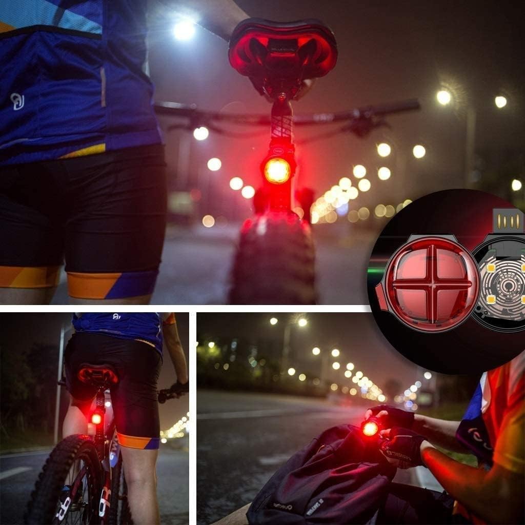 Bike Tail Light Brake Sensing Rear Lights LED Warning Bicycle Flashlight USB Rechargeable Waterproof Cycling Safety Back Taillight Accessories Bike Back Lights