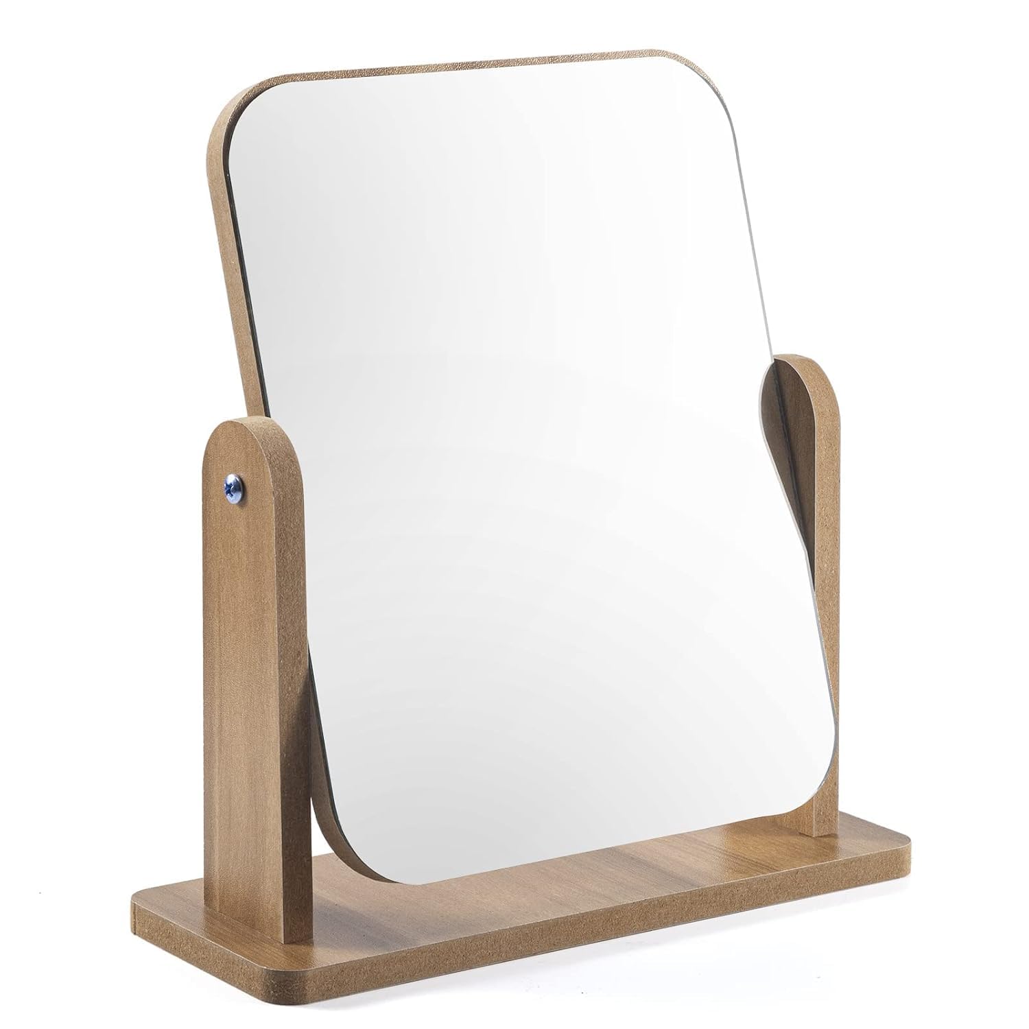 VANTHI V Portable Adjustable Wooden Desk Square Makeup Mirror Small Size with 360° Rotating Stand Or Vanity, Dressing Table, Beauty and Skincare-image-14