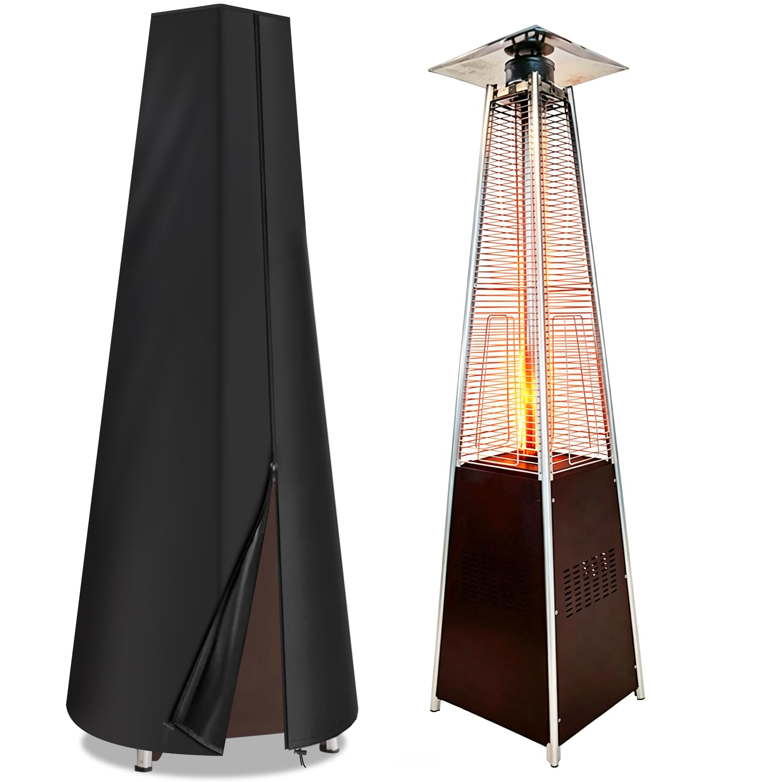 PATIO PLUS Patio Heater Cover, 420D Oxford Waterproof Windproof Black 48.3cm(Top)/53(Bottom)/221cm（Height） Suitable for Various Indoor and Outdoor Pyramid Stand Up Heater Black