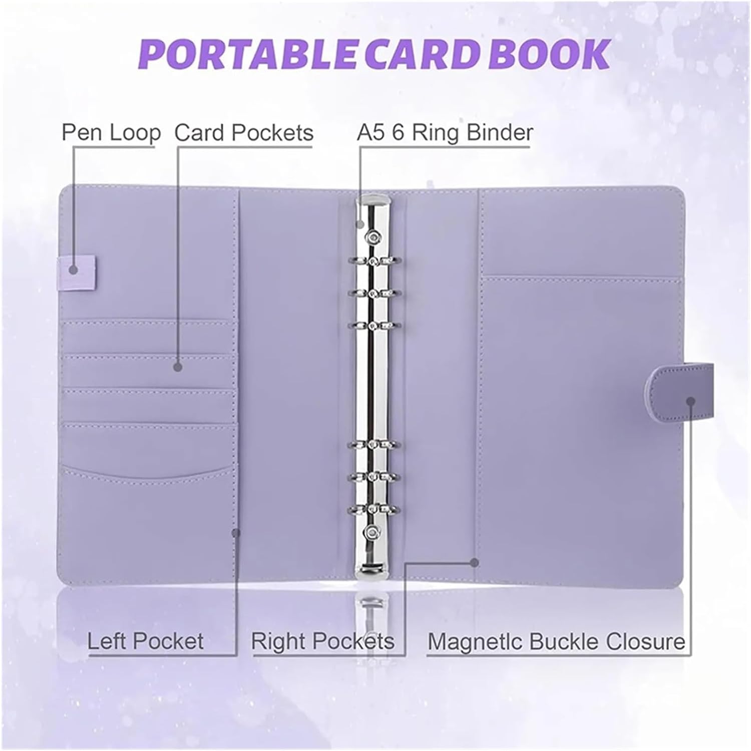 25pcs Page(4 Grids) Photo Card A5-Binder Albums Idol Cards Collect Book Binder Photocard Holder(Purple-25 pages)