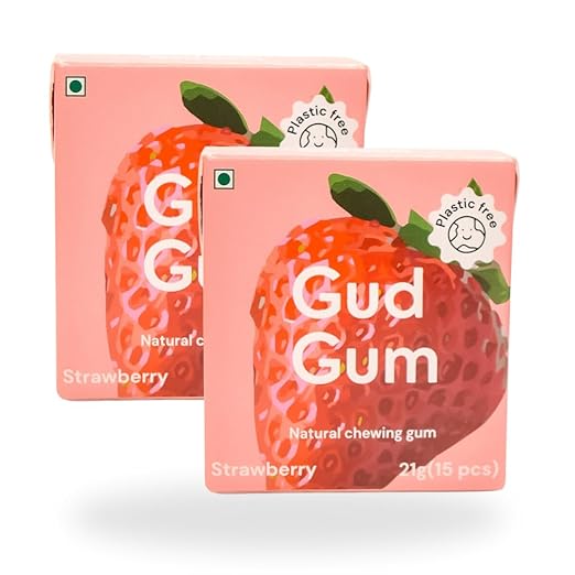 Gud Gum Natural, Plastic Free Chewing Gum Pack of 2 No added