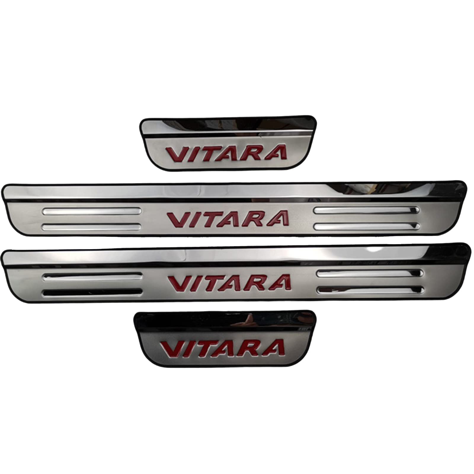 Car Door Sill Protector for Suz-uki Vitara 2015-2020 4PCS Scuff Plate Stainless Steel Stickers Accessories,Red