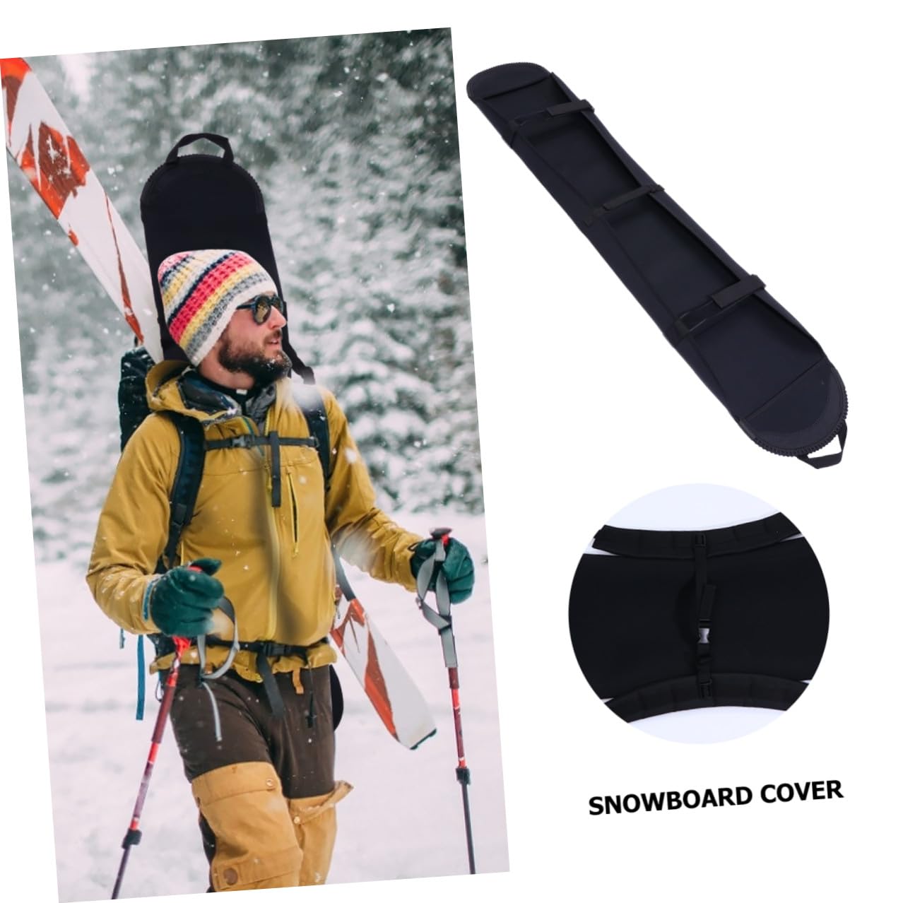 TOPBATHY Housse de Snowboard Noire Légère à Dos Protection Étanche pour Matériel de Ski Rangement Spacieux pour Snowboard et Accessoires Paquet de Voyage Solide pour Sports D’Hiver