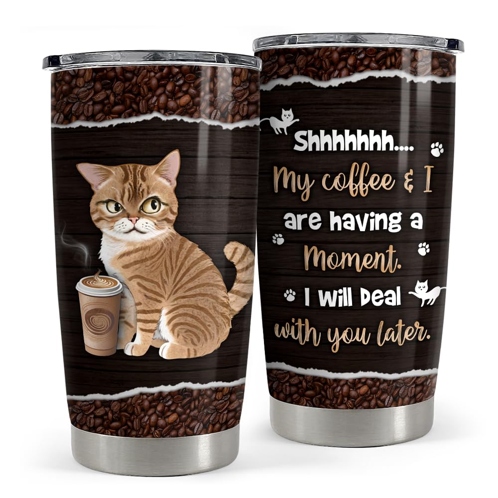 SANDJEST Cat Tumbler 20oz Stainless Steel Insulated Travel Mug Cup for Women Girls Coffee Lovers Gifts for Birthday Christmas
