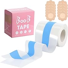 Transparent Breathable Boob Lift Tape, Soft Breast Tape, Invisible Breast Lift Tapes with 10Pcs Flower Nipple Covers, Sticky Clear Boobtape for Wedding Party Anniversary Dress Sport Clothes